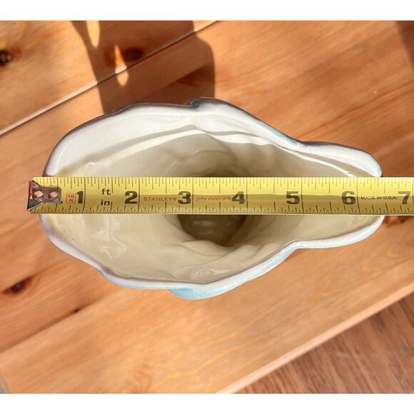 Vtg Swan Ceramic Vase Planter Blue Green White MCM Unsigned McCoy Pottery Retro - Picture 12 of 16